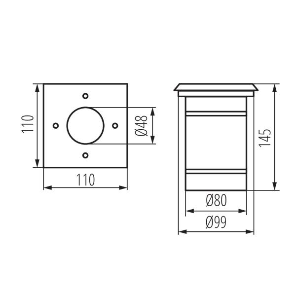 Kanlux Bodeneinbauleuchte BERG DL-10L, Farbe Edelstahl, für 1x GU10, IP67, ohne Leuchtmittel (07173)